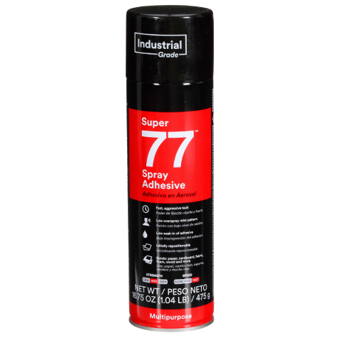 Black 3M adhesive pail with lid and metal handle displayed above the label “Adhesives".