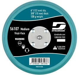 Dyn 56107 6" (152 mm) Dia. NonVacuum Disc Pad, Vinyl-Face 3/8" (10 mm) Thickness Urethane, Medium De