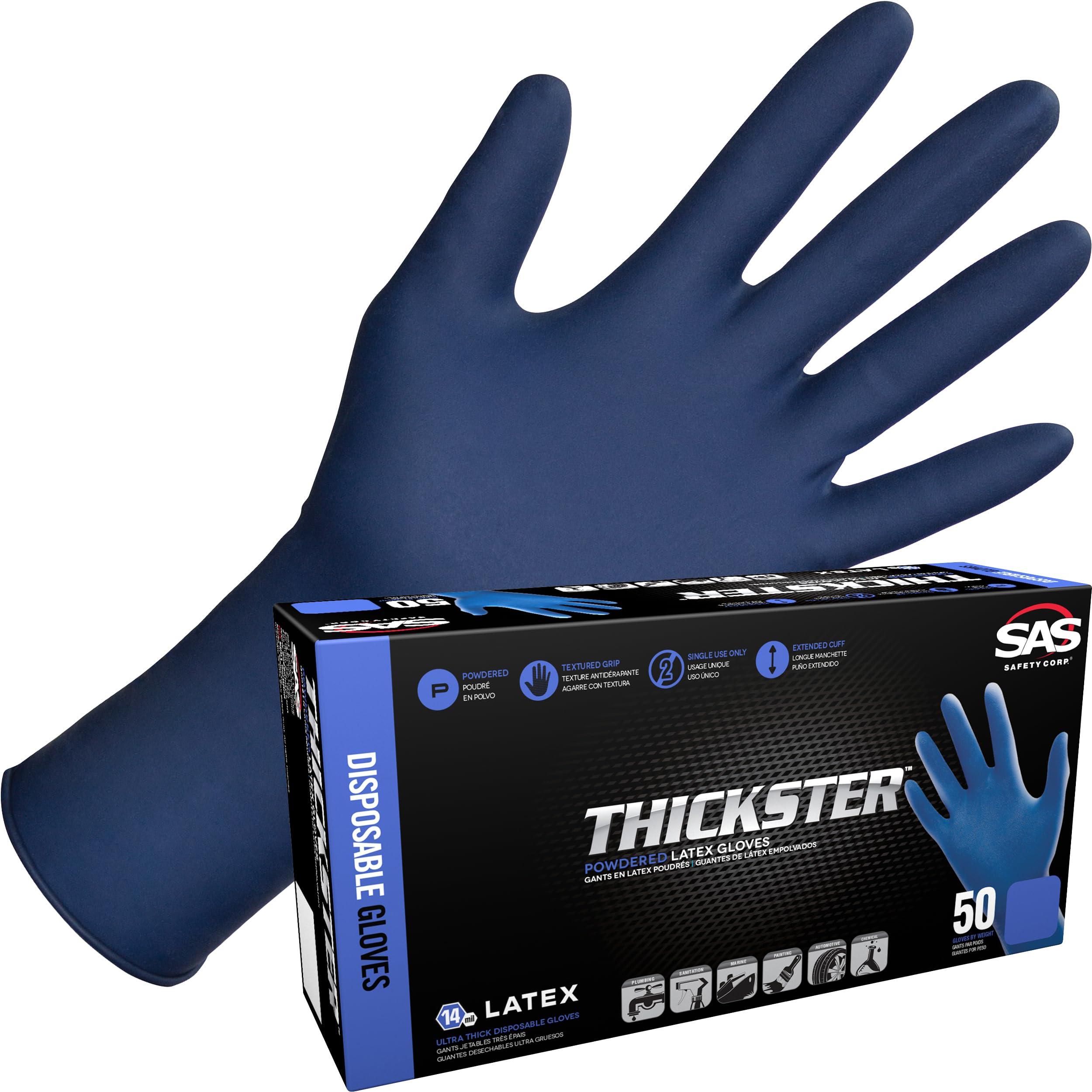 THICKSTER POWDERED LATEX DISPOSABLE GLOVES - 14 MIL - XLARGE