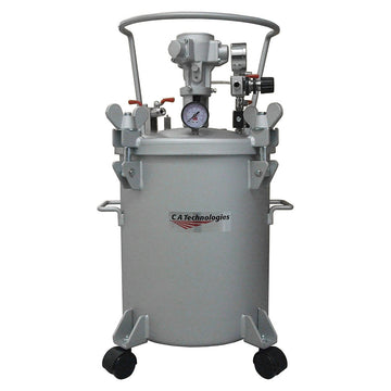 51-504 5 GAL. P. POT5 GALLON PRESSURE POT, STEEL/TEFLON COATED. DUAL REGULATORS, AIR AGITATION,
