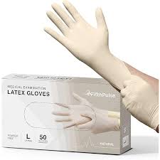 LRG POWDERED LATEX DISPOSABLE GLOVES - 14 MIL - 50/BOX - LARGE