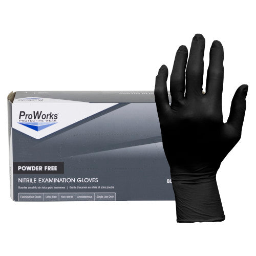 HOS-GL-N145FL LARGE 5MIL NITRILE EXAM GLOVES POWDER-FREE BLACK